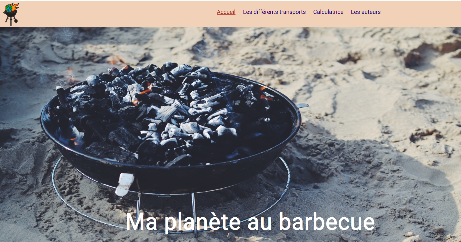 Page acceuil d'un site sur l'écologie